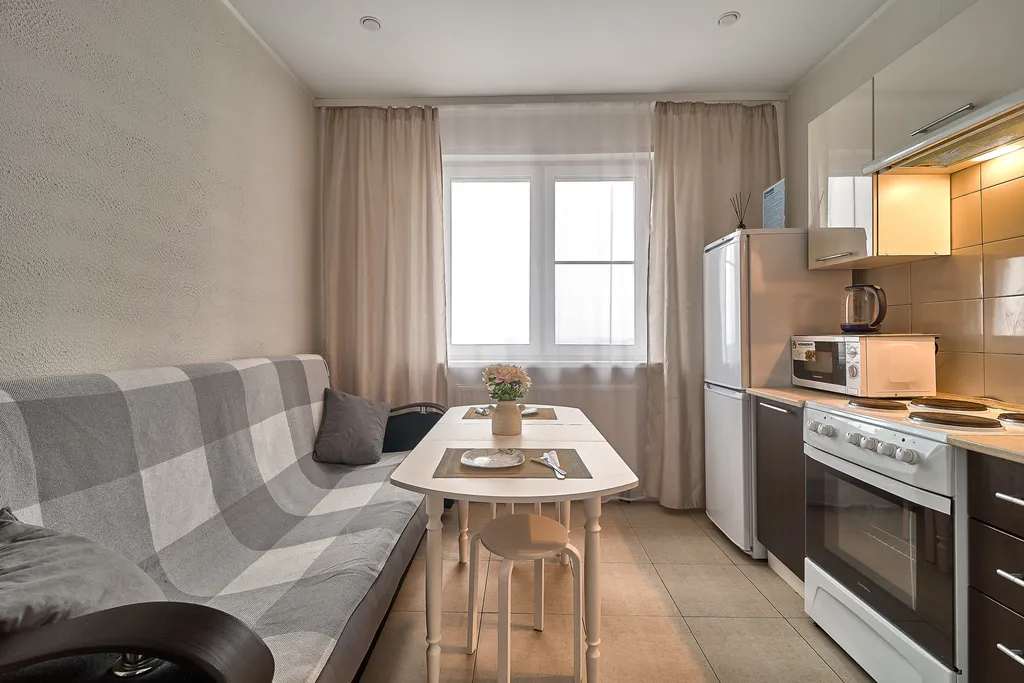 Однокомнатная квартира с двуспальной кроватью и диваном