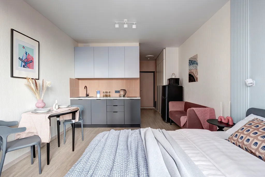 Милая студия для двоих со всеми удобствами