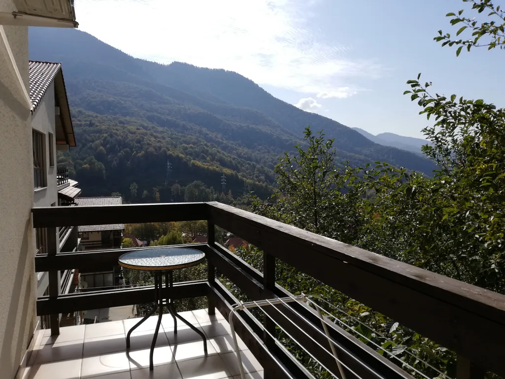 Студия с видом на горы и балконом