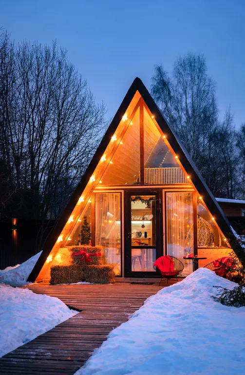 Коттедж A-frame дом Янтарь — Образцово