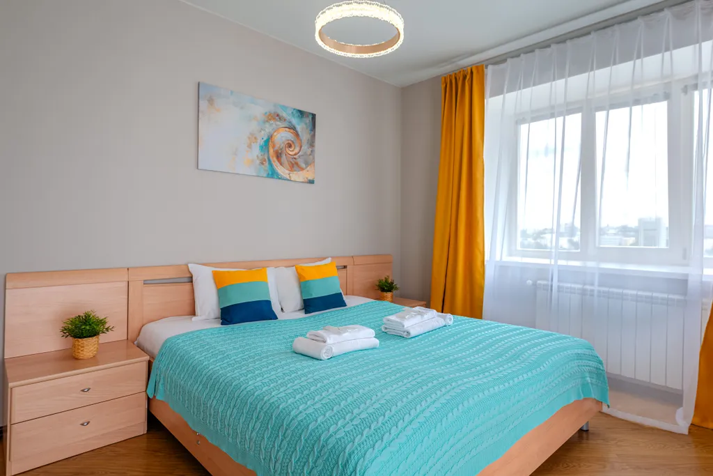 Просторная на заливе с панорамными окнами, кондиционер, 2 TV