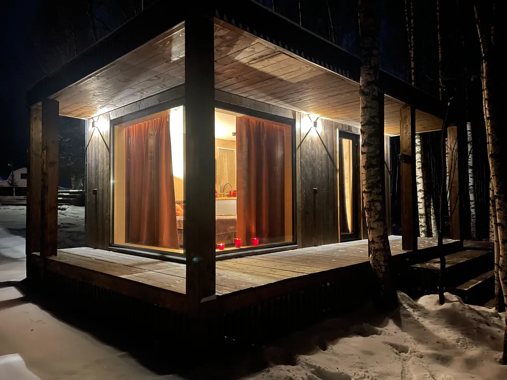 Самый уютный дом с панорамным остеклением в березовом лесу