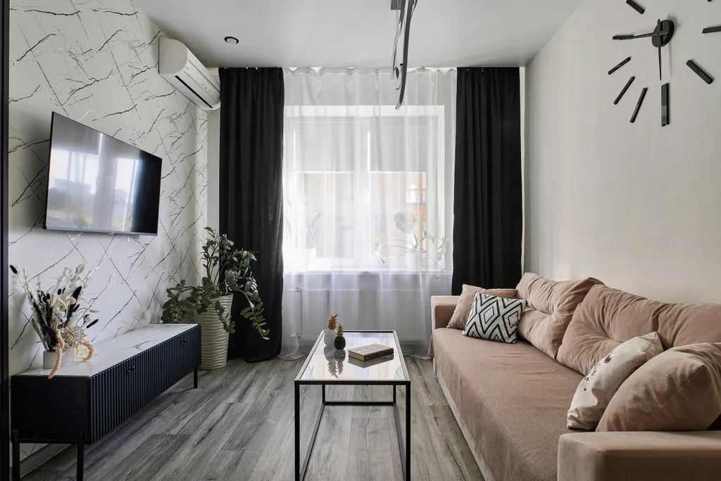 Прекрасная стильная квартира Инь янь