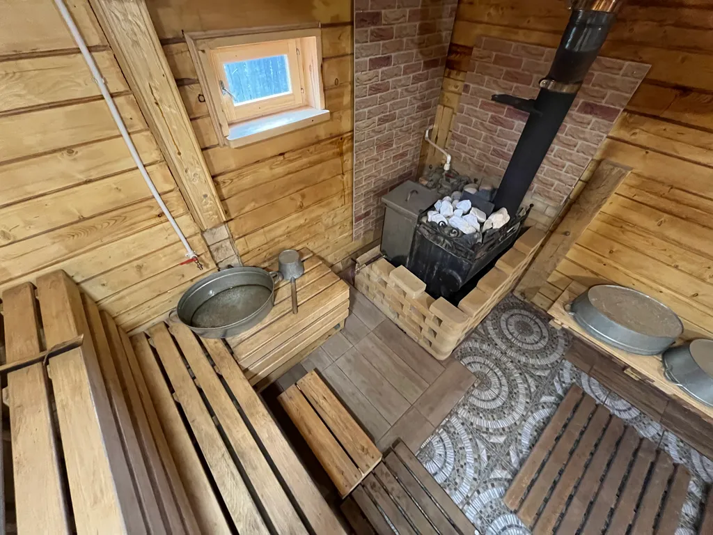 Домик на пруду, банька на дровах