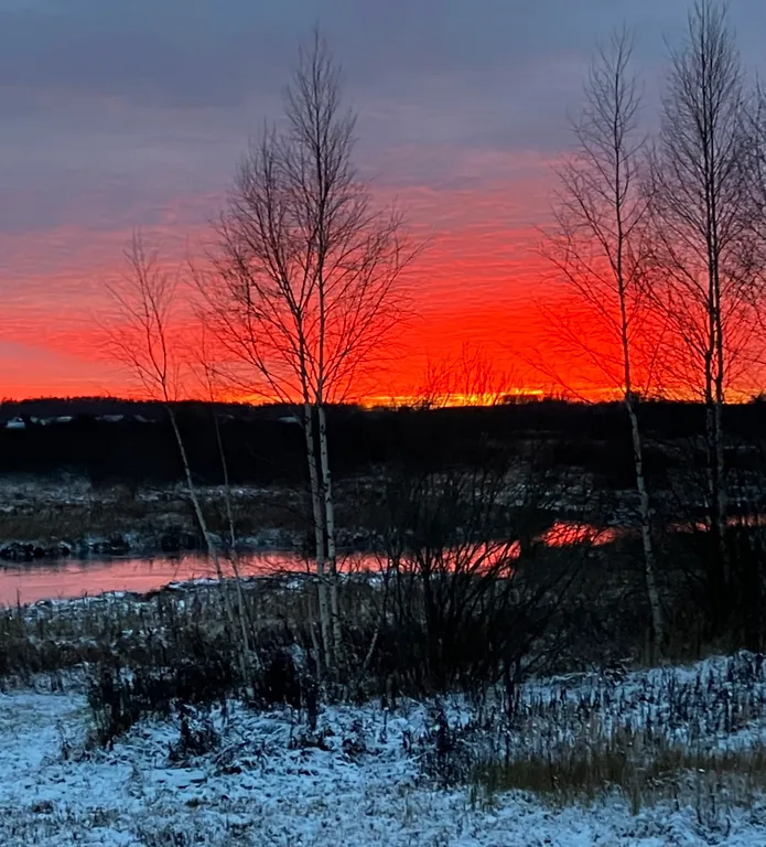 Новый дом с камином на берегу реки