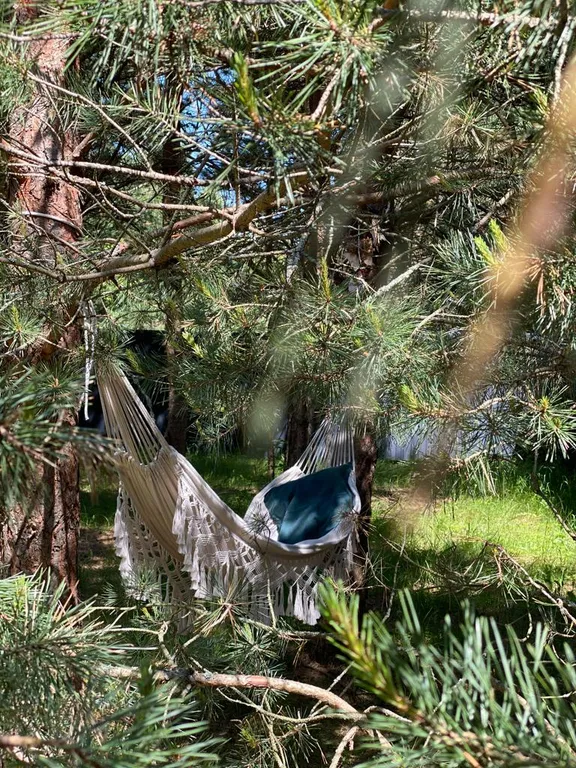 Скандинавский дом с ванной внутри и видом на лес