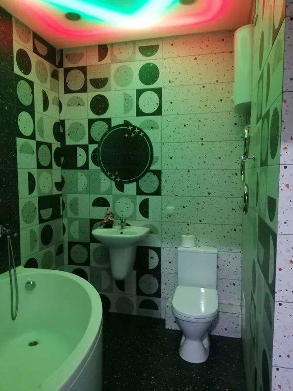 Современная студия с огромной ванной