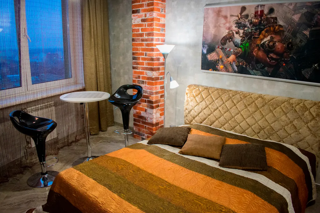 Квартира Квартира JACUZZI-LOFT 55*SmartTV KingSize-кровать Кухня Панорамный вид — Минск