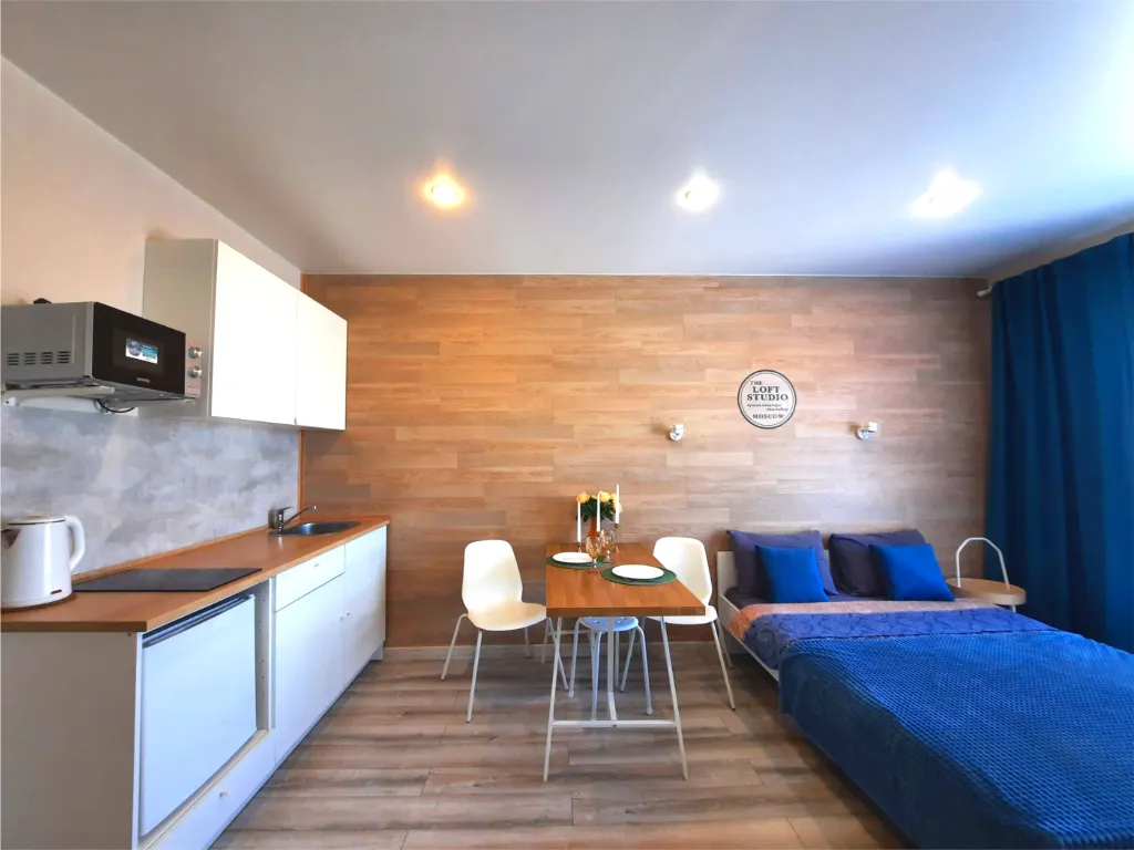 Студия для двоих — романтическое пространство с современным ремонтом