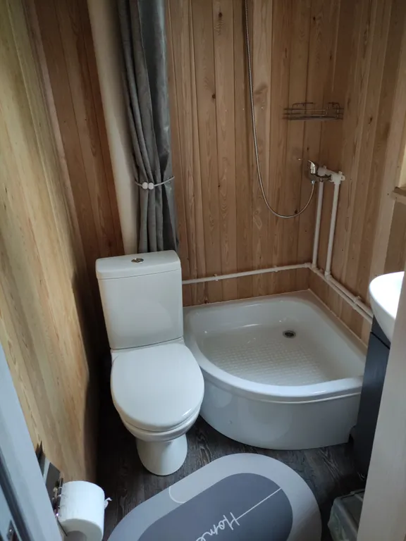 Домик в стиле бунгало на склоне берёзовой рощи