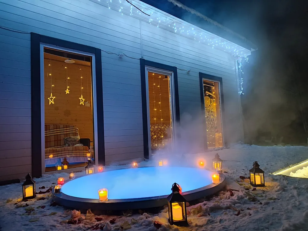 Домик в лесу с собственной горячей купелью 15 минут до центра города