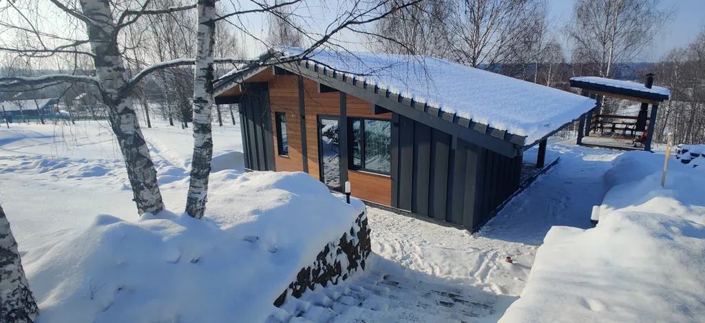 Панорамный дом с баней