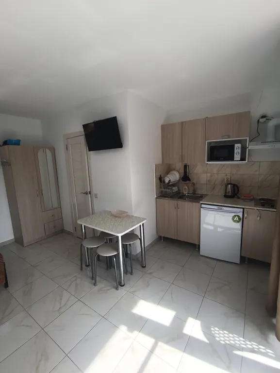 Уютная студия с кухней и видом на море.