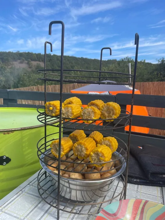 Дом-берлога в лесу с видом на горы