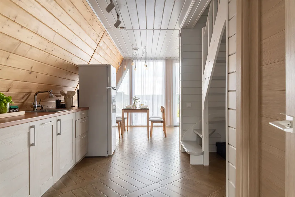 А・Фрейм ВИСТА Логиново
Дом с сауной, видом на лес и реку