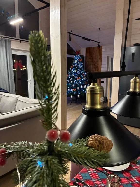 Домик в лесу с камином и баней