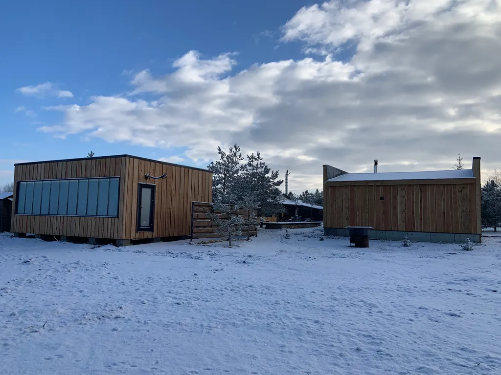 Уютный дом в скандинавском стиле среди сосен с сауной