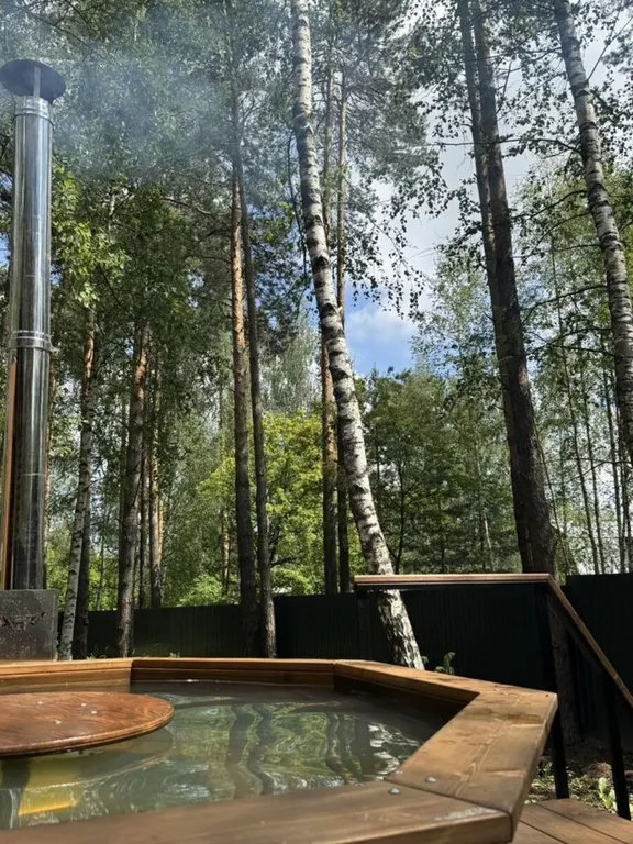 Стильный уютный дoм c бaней в cocновoм лecу