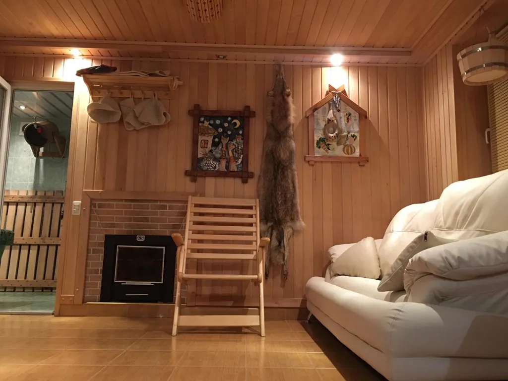 Бассейн в домике шале с сауной и мангалом