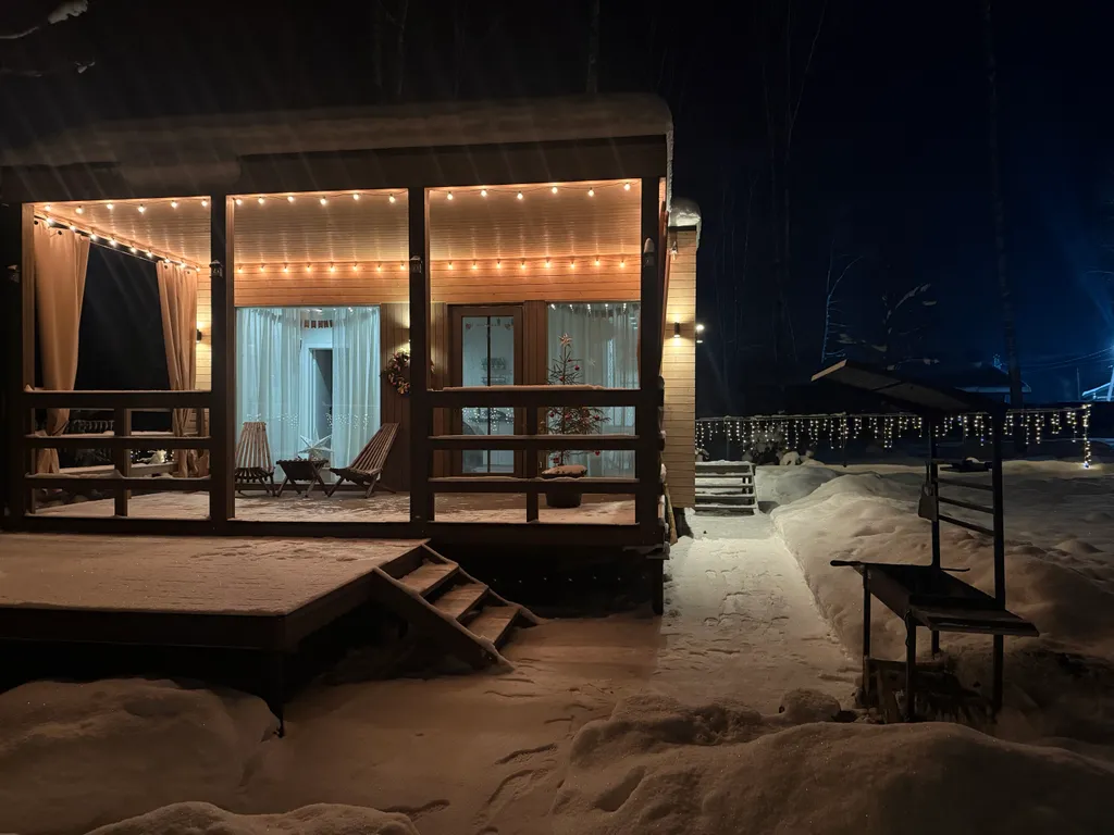 Загородный домик с камином и потрясающим видом на лес