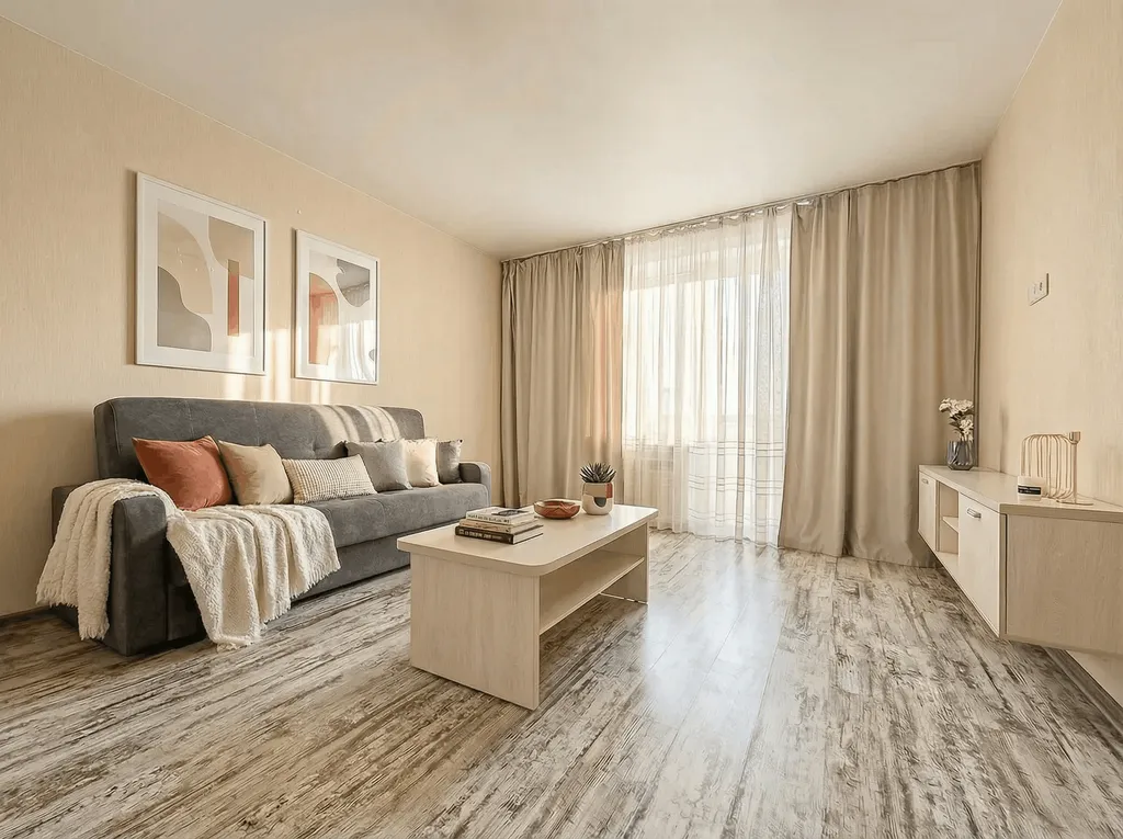 Евротрёхкомнатная квартира с балконом для 6 гостей