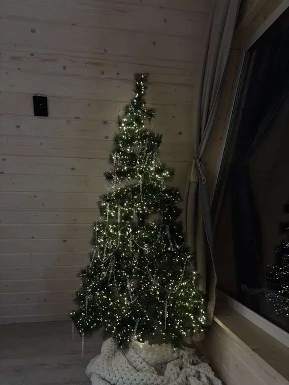 А-фрейм в лесу с банным чаном