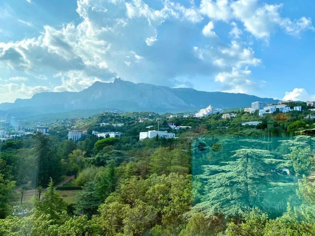 Квартира-студия с видом на море, парк Чаир и гору Ай-Петри