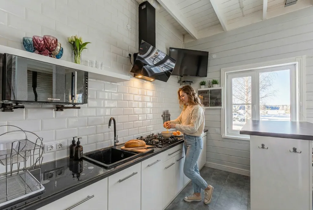 Коттедж Солнесная гора-Сяпся с сауной, 3 спальнями и видом на озеро