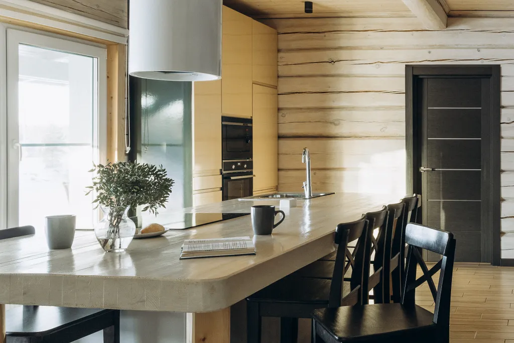 Коттедж синий закат с камином и террасой с видом на реку