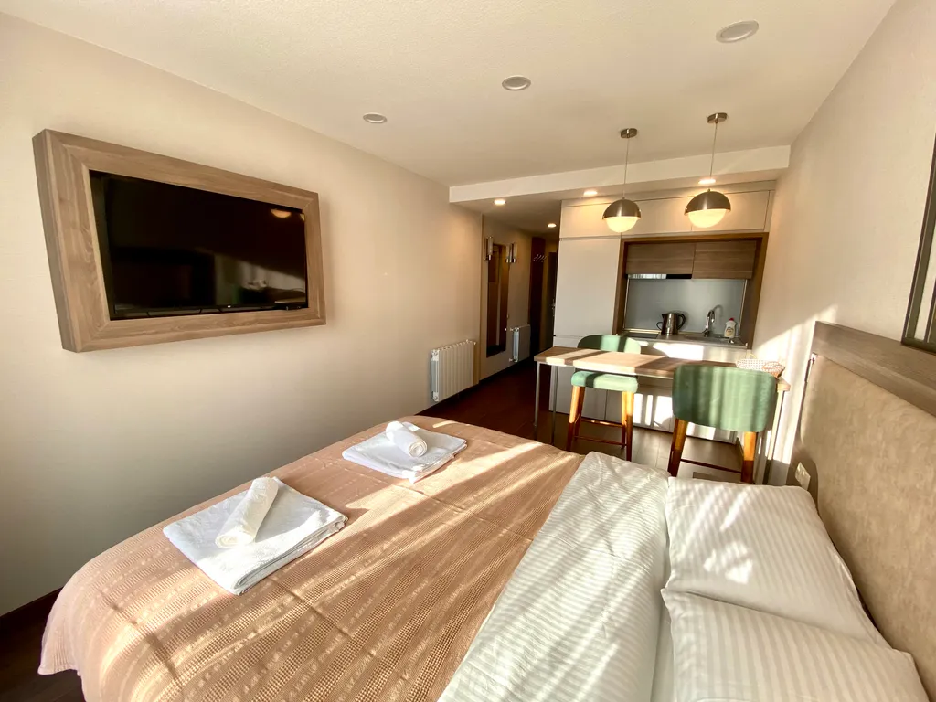 Студия у моря с видом на горы и посадочную полосу