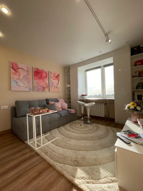 Студия с ванной и с панорамным видом Москвы