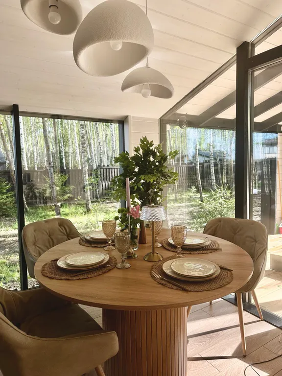 Дом с панорамной сауной, купелью на закрытом лесном участке