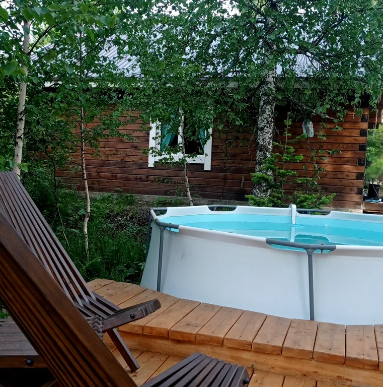 Уютный домик с баней и купелью, горячий чан