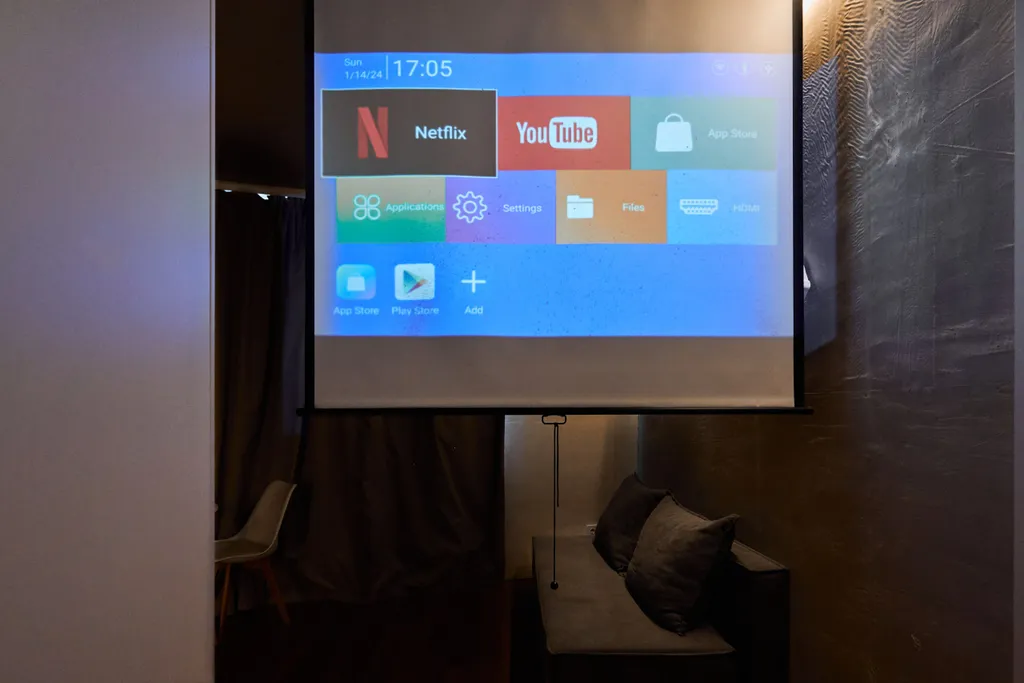 Уютный семейный лофт ,с  проектором для просмотров фильмов !