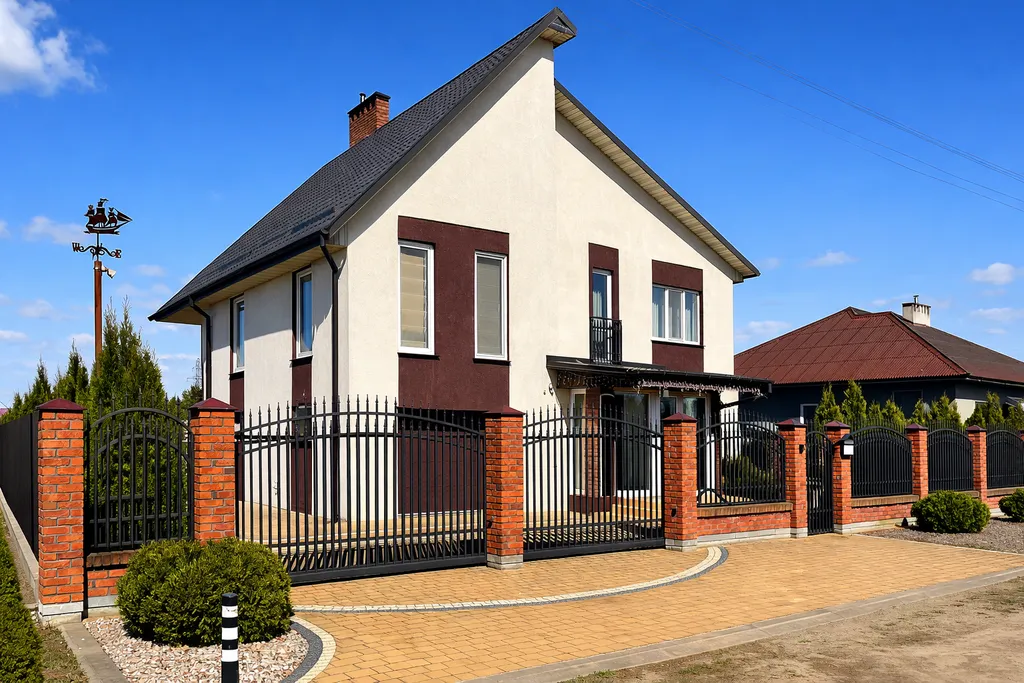 Уютный семейный дом с камином, террасой и парковкой во дворе