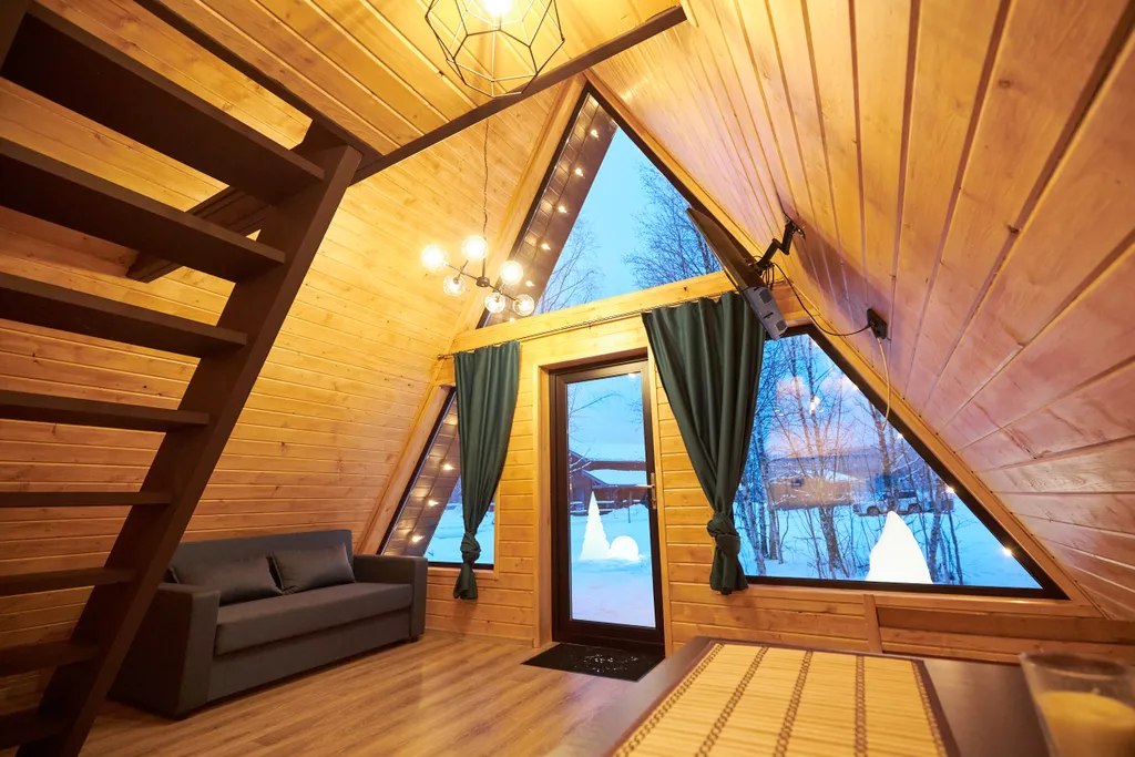 Коттедж Домик A-frame рядом с озером — Светлое