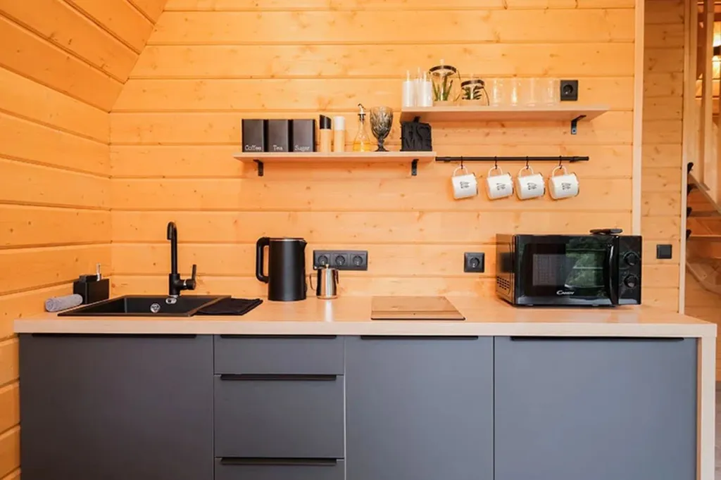 Дом A-frame Lux с дровяной купелью и мангальной зоной.