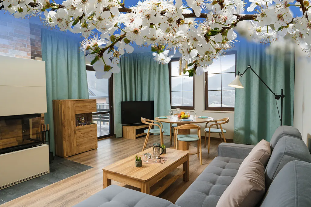 Квартира Красивый современный апартамент с 3 спальнями. Камин. Терраса. Горы. — аренда посуточно в Красная Поляна