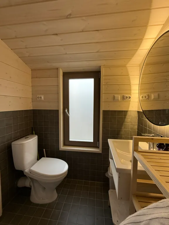 Дом с панорамным камином и видом на лес