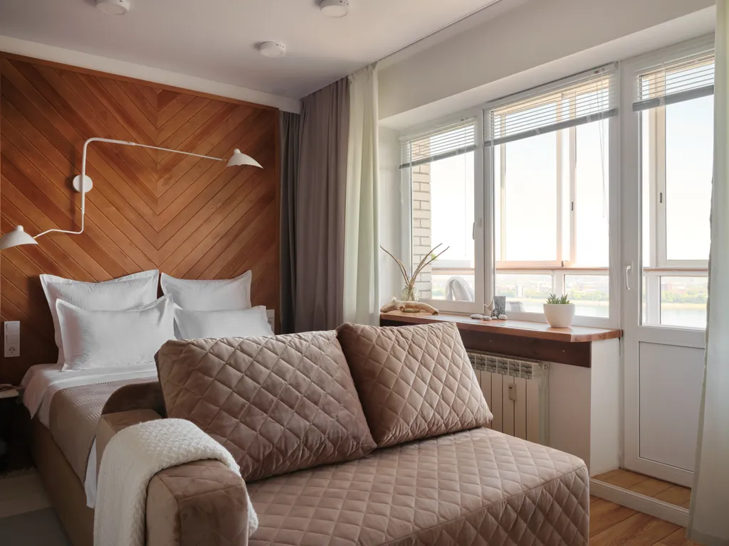 Уютнейшая студия с шикарным видом на панораму города и реку