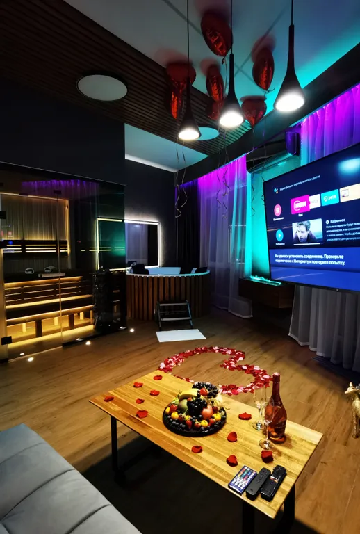 Апартаменты с большой джакузи и камином