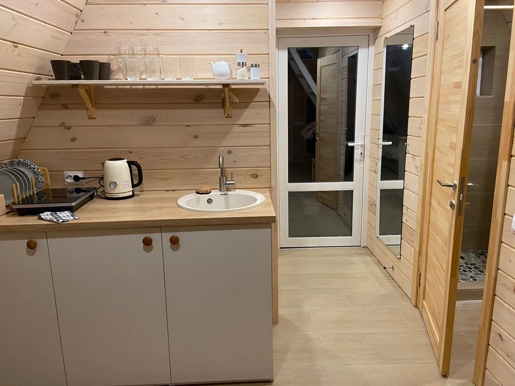 Уютный домик афрейм, банный чан, банька