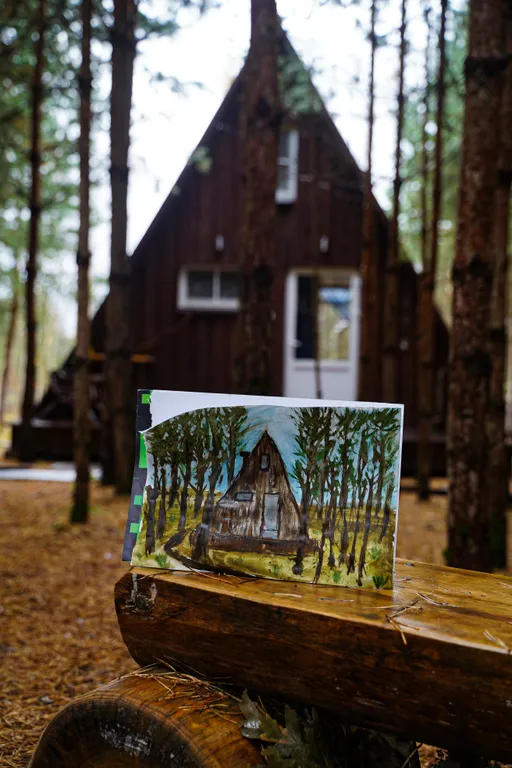 Гостевой домик A-frame в сосновом лесу