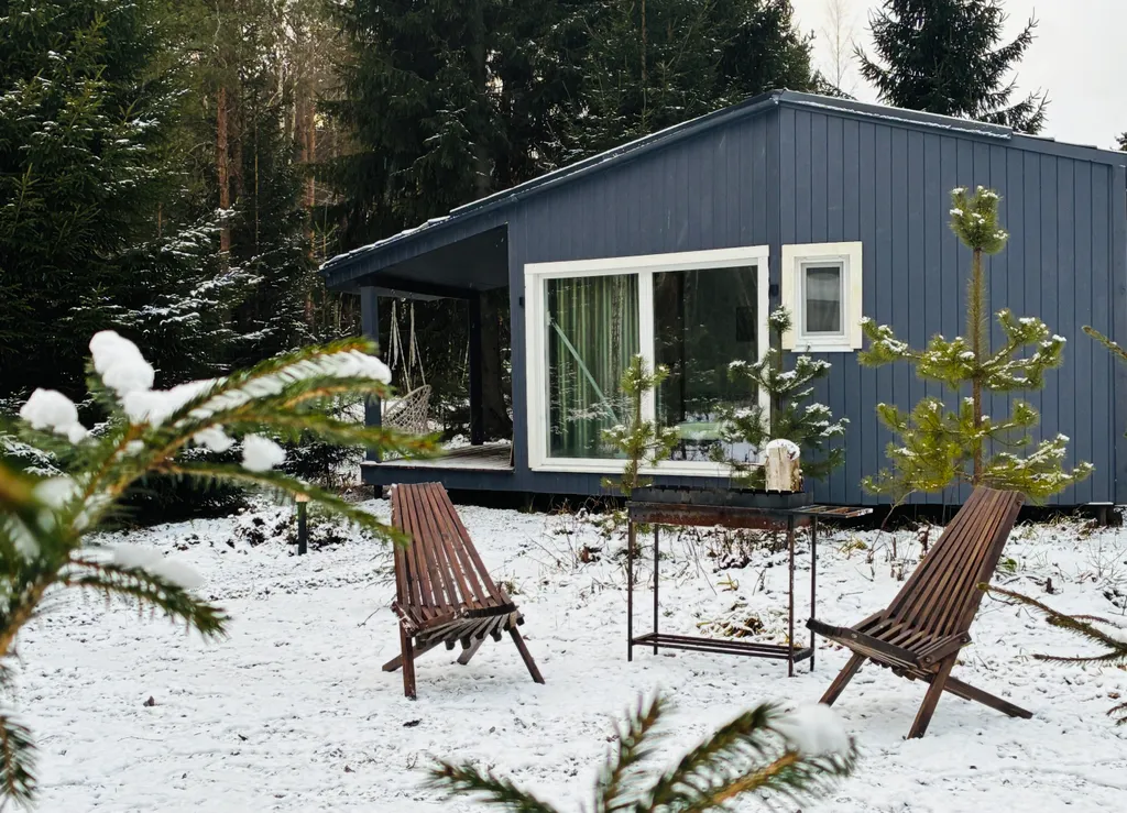 Панорамный дом в лесу