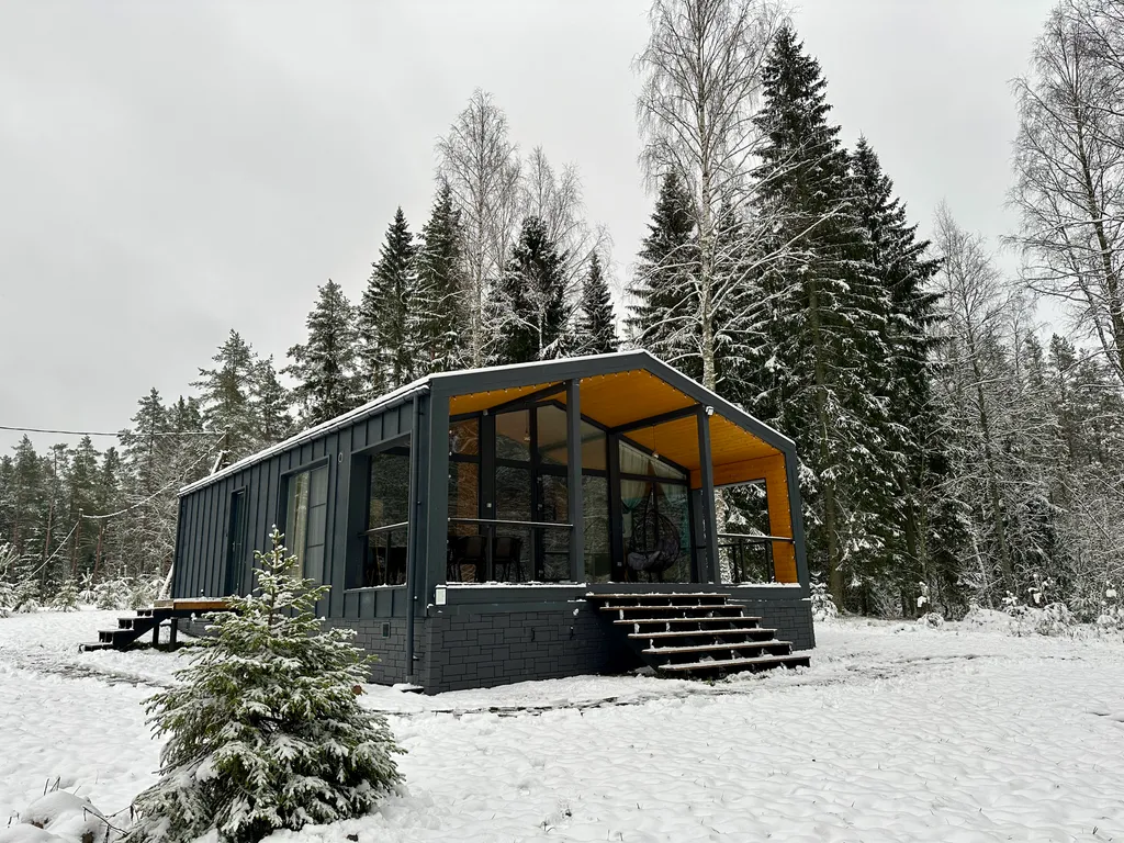 Дом с панорамными окнами в лес