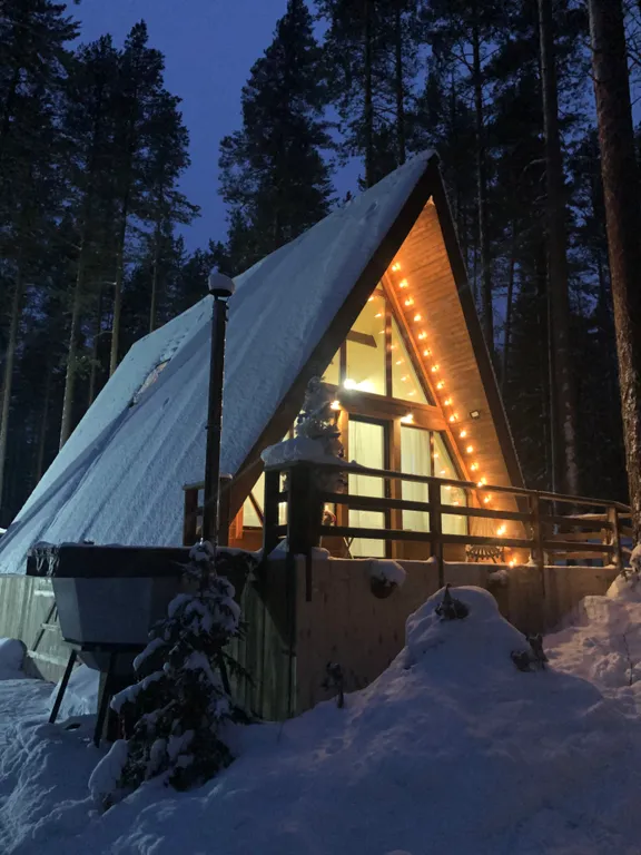 Коттедж Дом А-frame в хвойном лесу — Половина