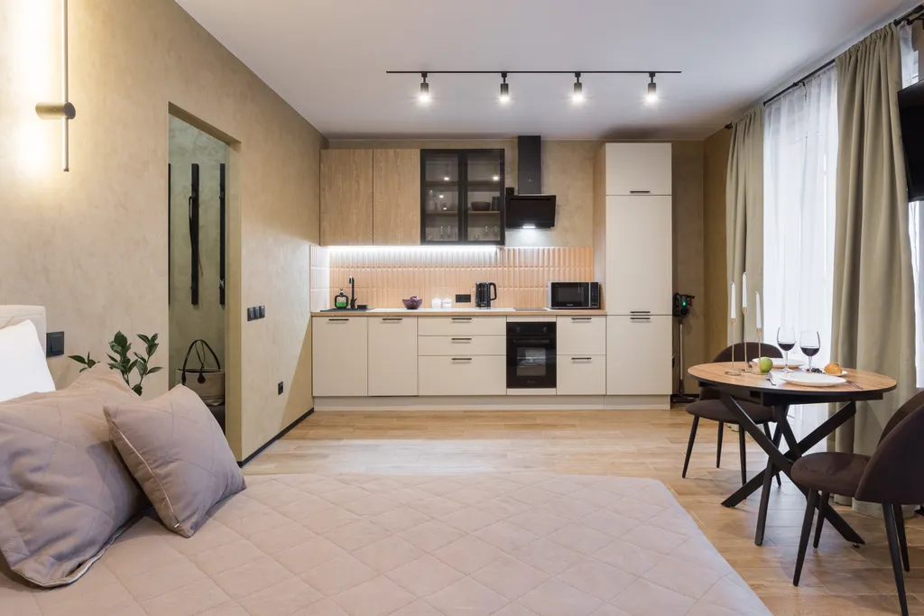 Стильная Amber Studio с видом на озеро