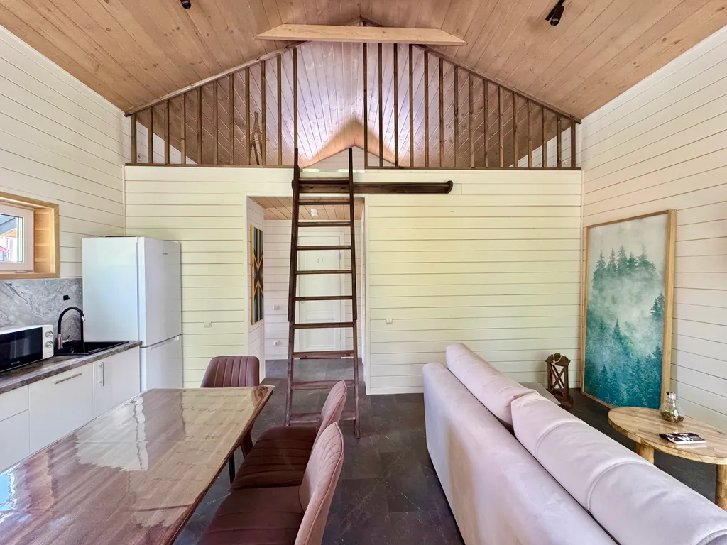 Дом в эко стиле с мангалом и видом на лес