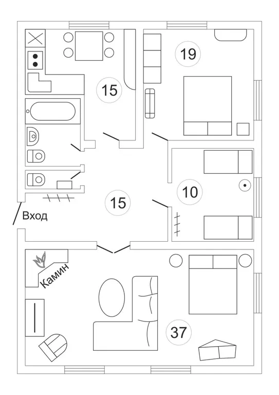 Квартира с камином в особняке Гнездо