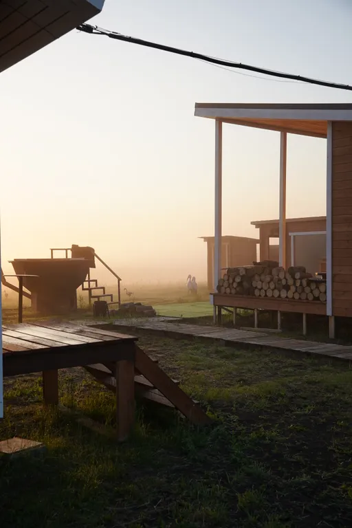 Дом и баня с чаном с видом на озеро